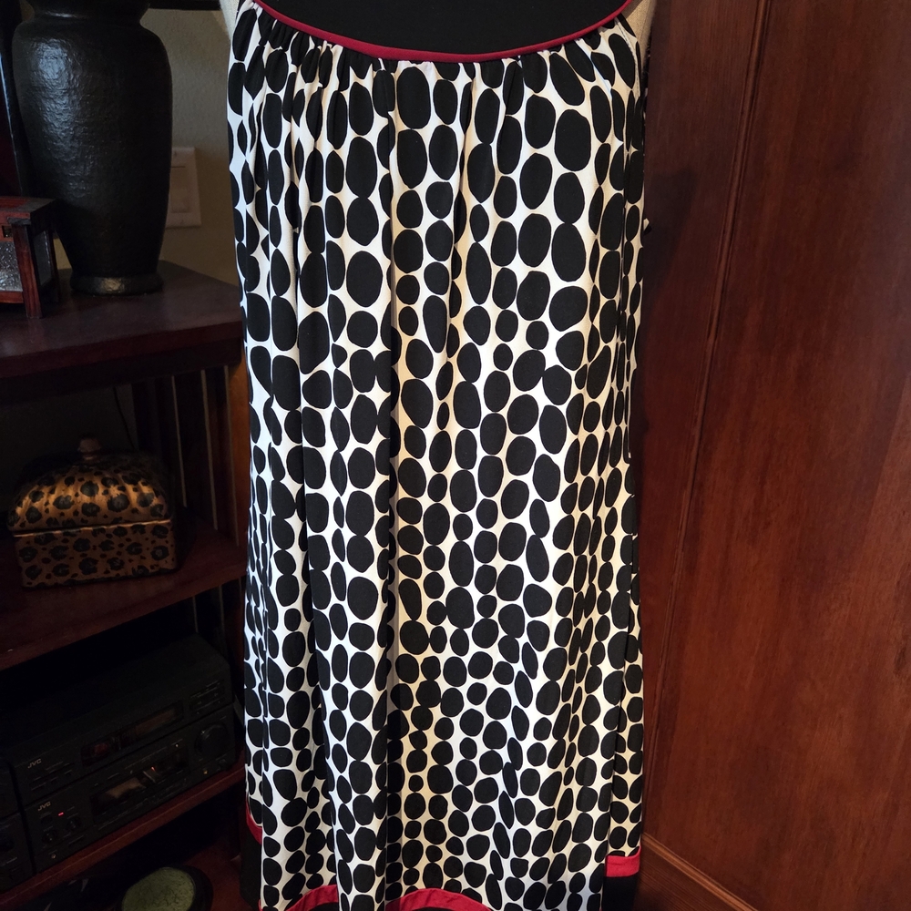 Enfocus Studio Black and White A-Line Skirt with Red Trim